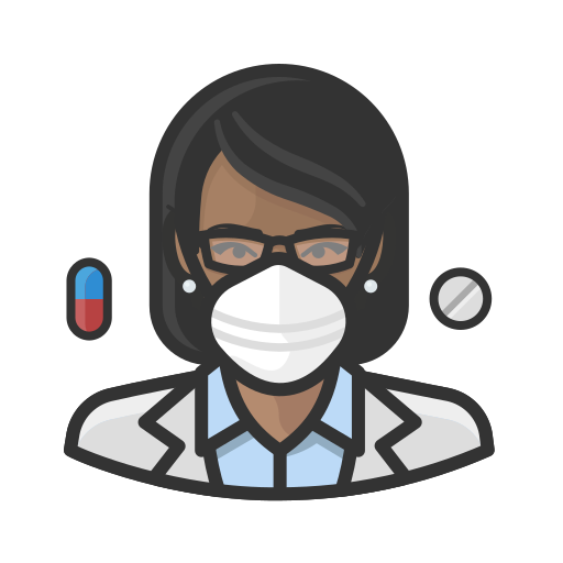 Black, coronavirus, female, n-95 mask, pharmacist icon